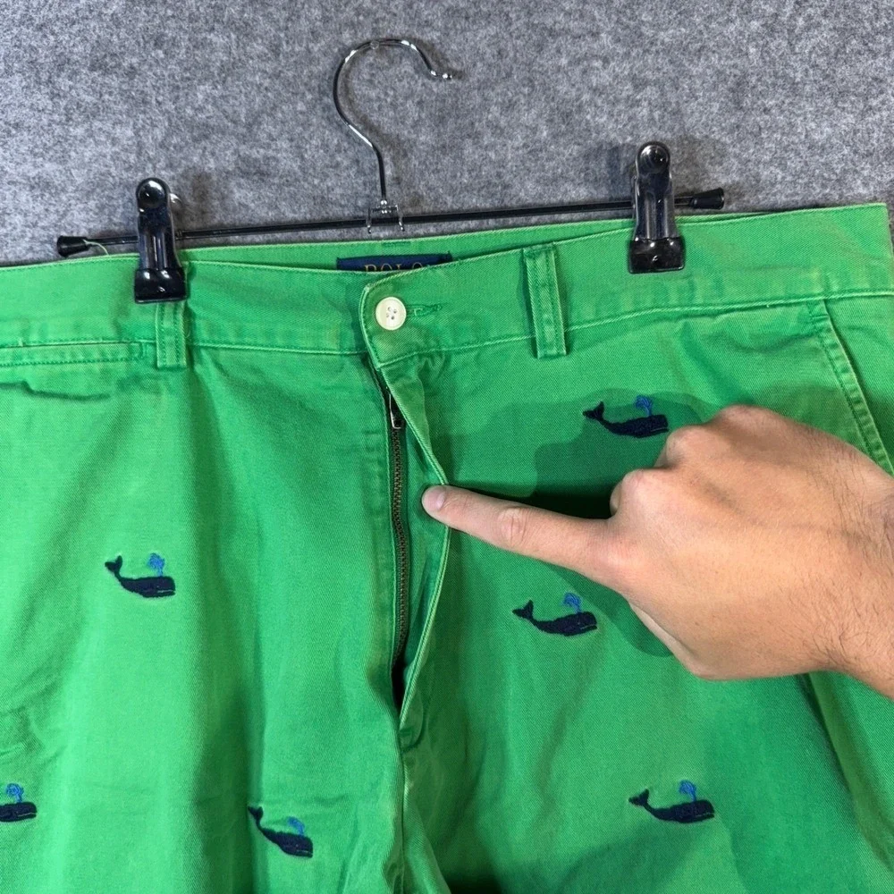 Polo‎ Ralph Lauren Men's Green Whale Print Chino Shorts Size 34 Casual